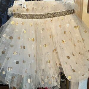 Creations of Grace White with Gold Polka Dot Tutu EUC